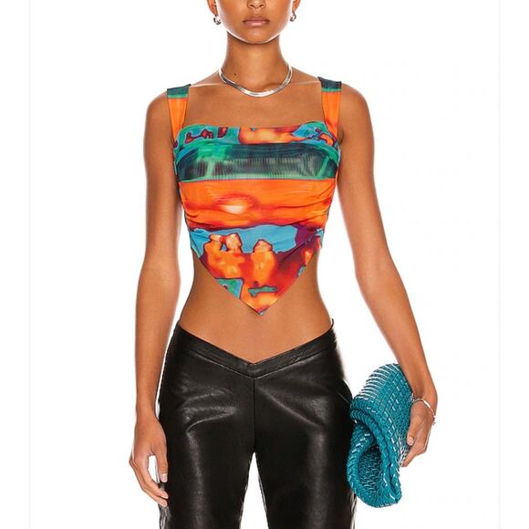 Miaou Multicolor Mesh Bandana Cowl Tank Top Women’s S - Picture 7 of 15